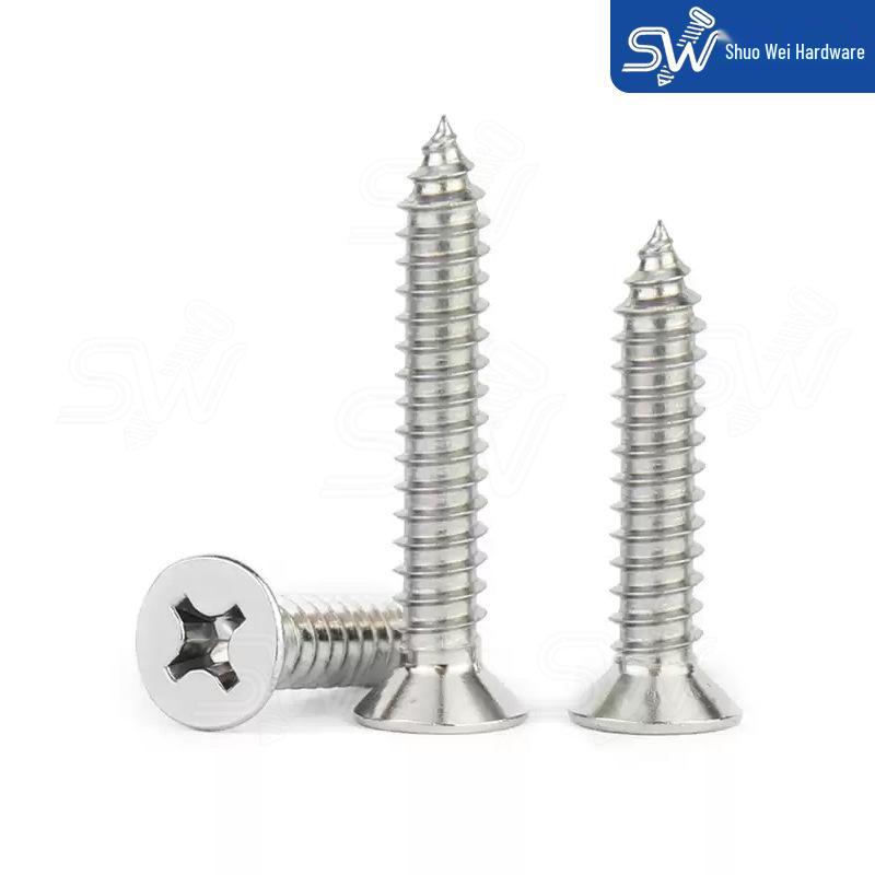 Sortiment an selbstschneidenden Holzschrauben mit Flachkopf und Kreuzschlitz aus Edelstahl 304