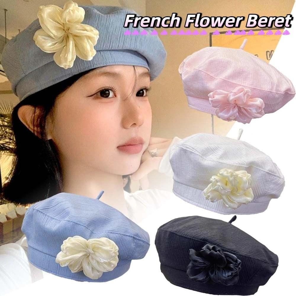 French Style Painter Hat Versatile Artist Cap Breathable Flower Beret  Holiday
