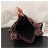 Women's Deerskin Tote with Metal Rivets - Spring/Summer 2025 Casual Shoulder Bag