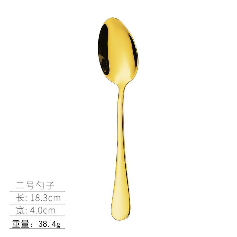 Stainless steel tableware, knives and forks, spoons, western food steak knives and forks, household thickened pointed spoons, round spoons, supplies