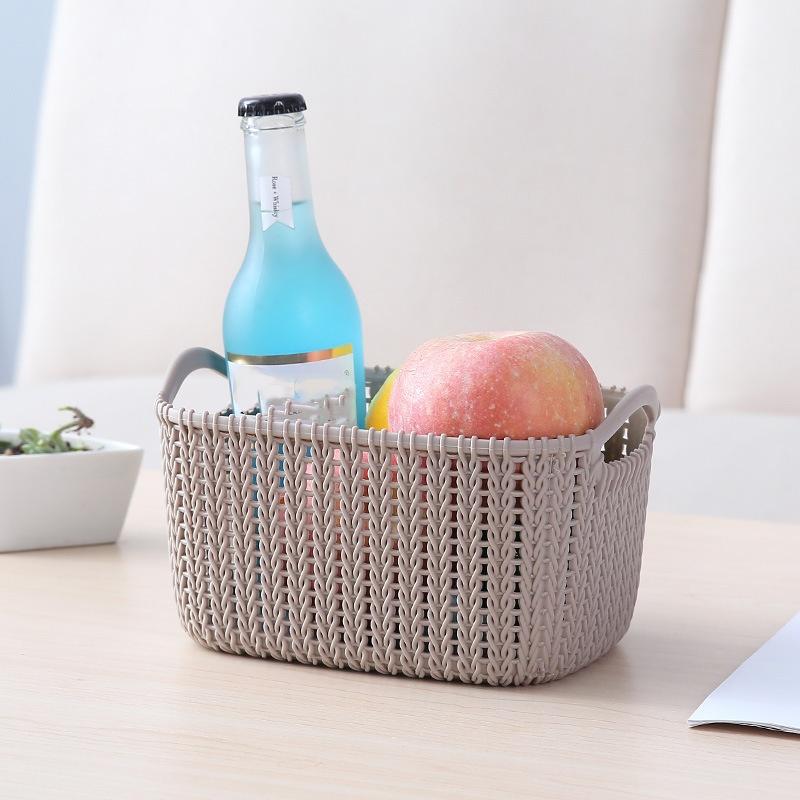 Aufbewahrungskörbe aus Kunststoff, tragbare Einkaufsbox, Kleinigkeiten für den Schreibtisch, Obst, Badezimmer, Küche, Haushaltsprodukt, 1 Stück