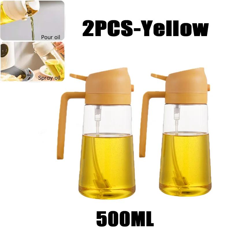 2 i 1 Häll Spray Spruta Kök Fritös Luftspray Oljedispenser Flaska för Olivolja Matlagning Fritering Grillning Camping Stor Kapacitet