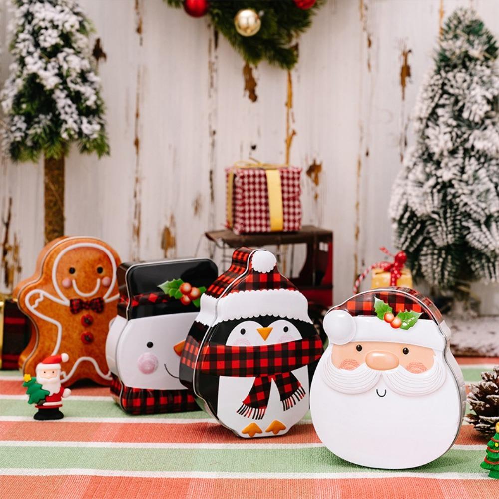 With Lid Christmas Iron Box Snowman Xmas Gifts Box New Christmas Candy Box  Chocolate