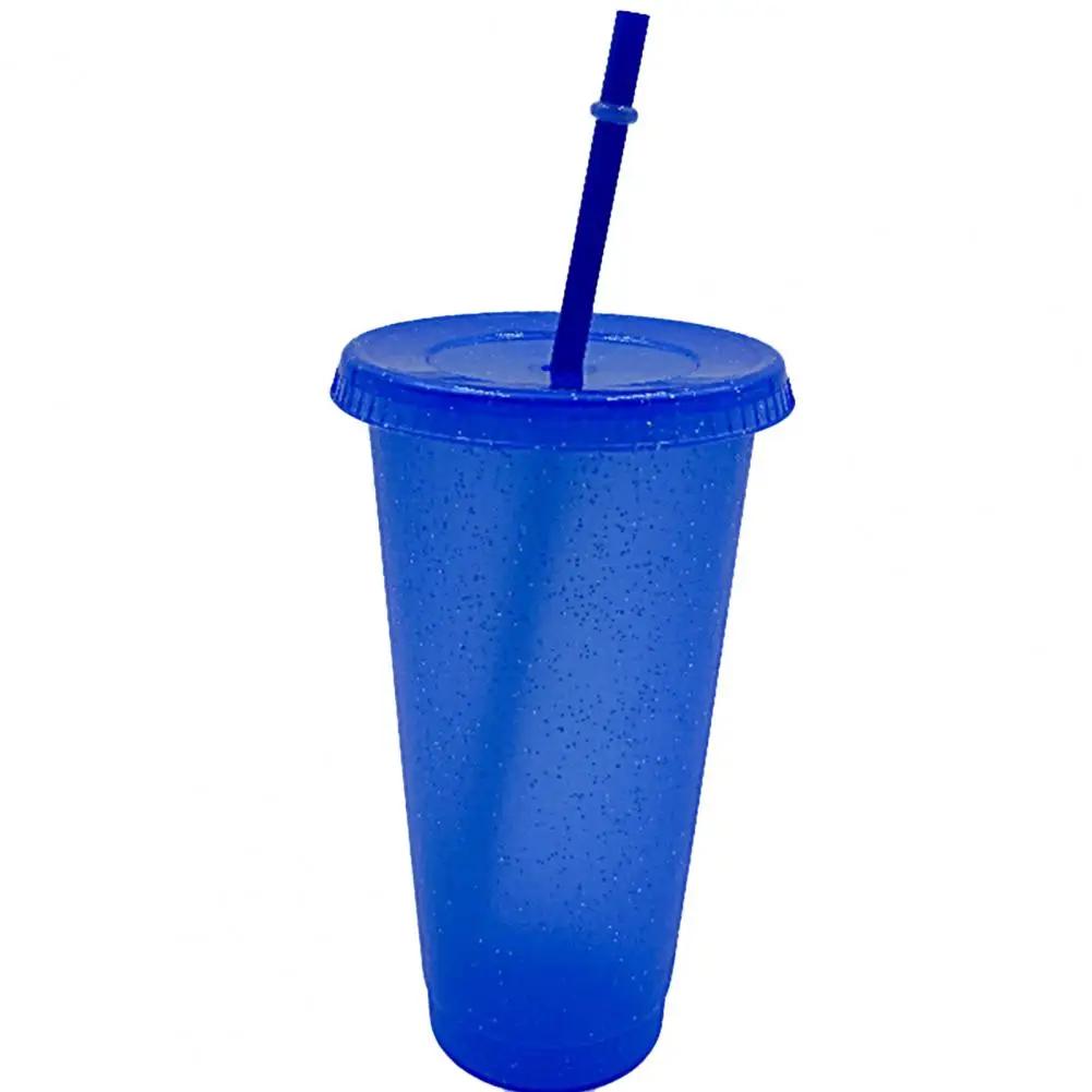 480/700ML Sequin Glitter Straw Cup Plastic Cup with Lids and Straws Reusable Coffee Cups Mugs Bubble Tea Cup Party Bar Drinkware