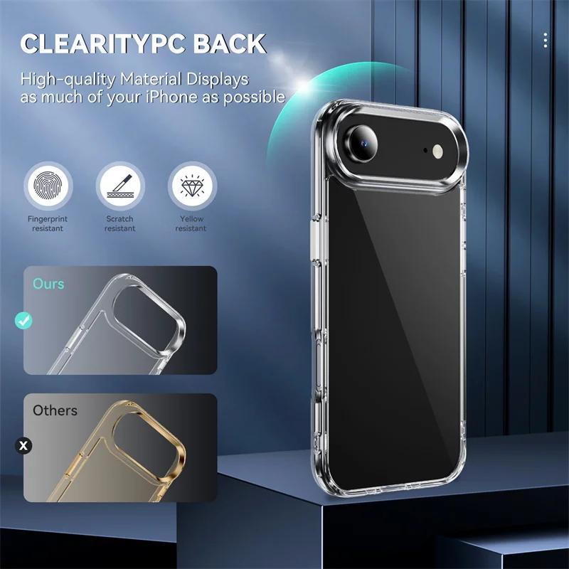 Hybrid Hard Acrylic Clear Case For iPhone 17 Air 17 Pro Max 16 E 15 14 Plus 13 12 11 Airbag Shockproof Transparent PC Back Cover