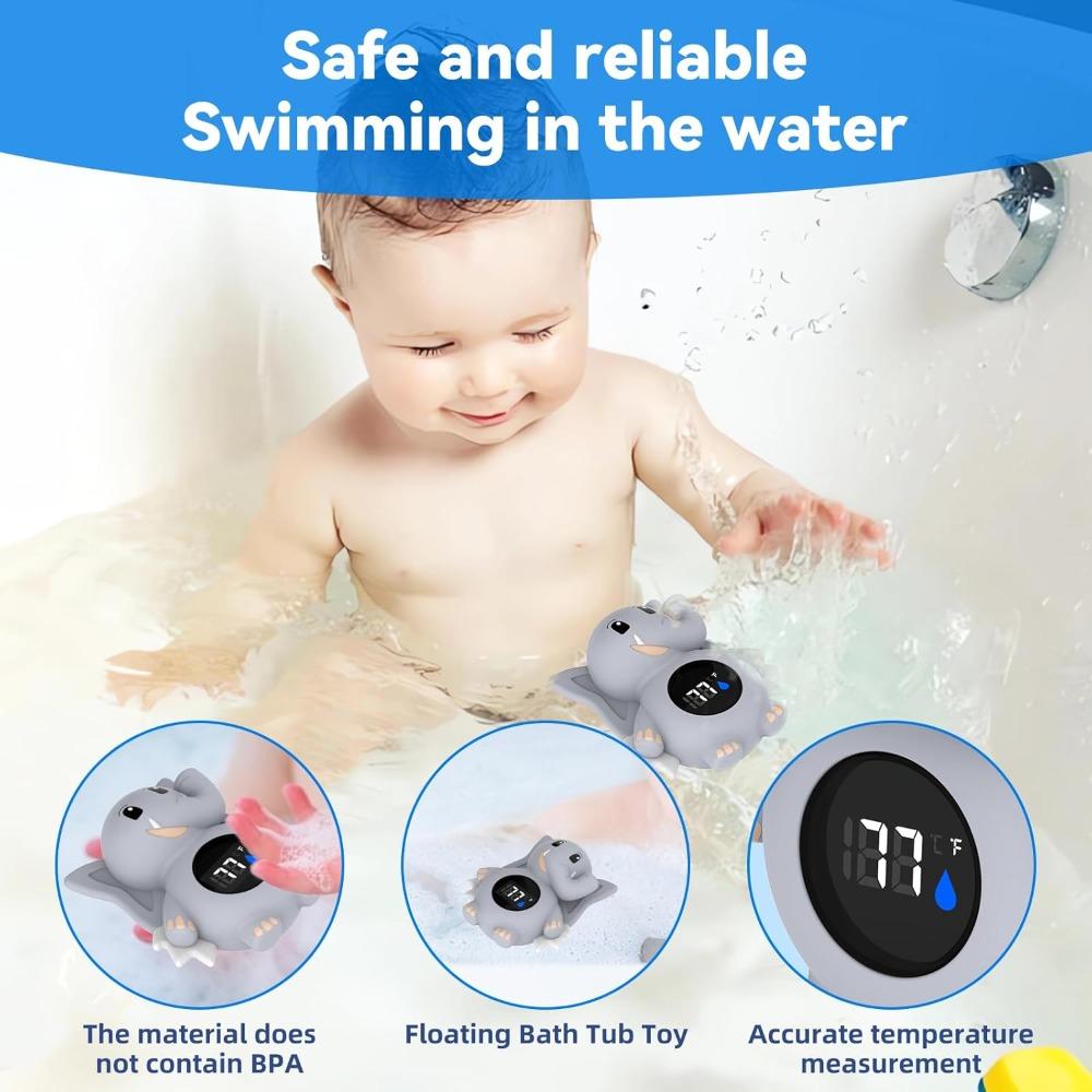 Baby Bath Thermometer with LED Display & Temperature Warning Kids Bathroom Safety Products Newborn Bath Safety Toy Thermometer