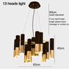 American Style LED Chandelier Living Room Decoration Metal Tube Black Gold Pipe Hanging Lamp Kitchen Indoor Lighting Fixture