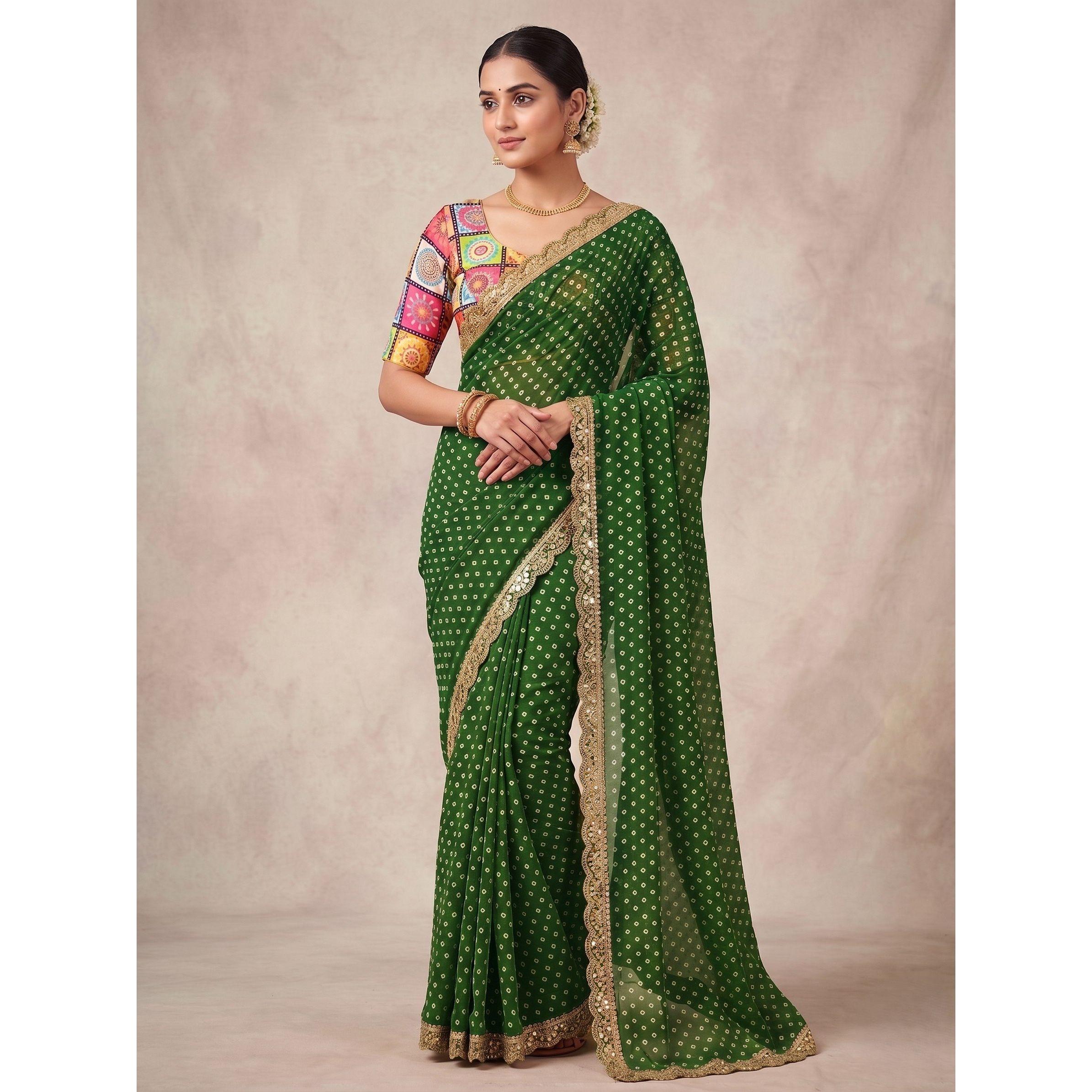 Elegant Soft Georgette Silk Embroidery Saree with Sequins Work
