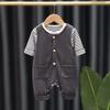 Korean Style Spring Two-Piece Set: Trendy Long Sleeve Overalls for Baby Boys and Girls