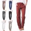 Spring And Summer Women'S Solid Color Cotton And Linen Drawstring Loose Casual Wide Leg Pants