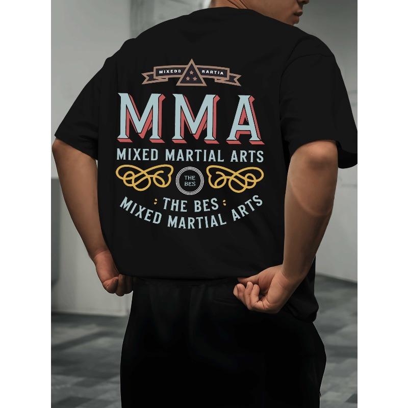 European Size Casual Short-Sleeved T-Shirts for Summer Outdoor Activities in Mixed Martial Arts, Featuring Trendy Prints for Men, Loose-Fitting Styles