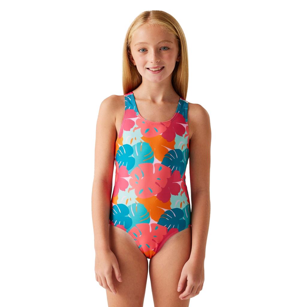 Regatta Girls Katrisse Tropical Leaves One Piece Swimsuit