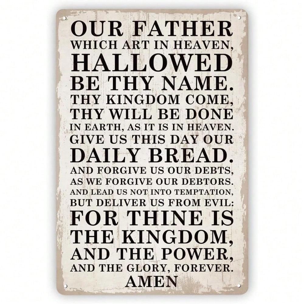 

Vintage Our Father Prayer Tin Sign Catholic Wall Art Decor 8x12 Inch 20x30 разноцветный