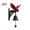 Decorative Accent for Office Red Bird Wall Mounted Doorbell, Resin Garden Hanging Bell, Outdoor Doorbell Home Weatherproof Ornament Farmhouse
