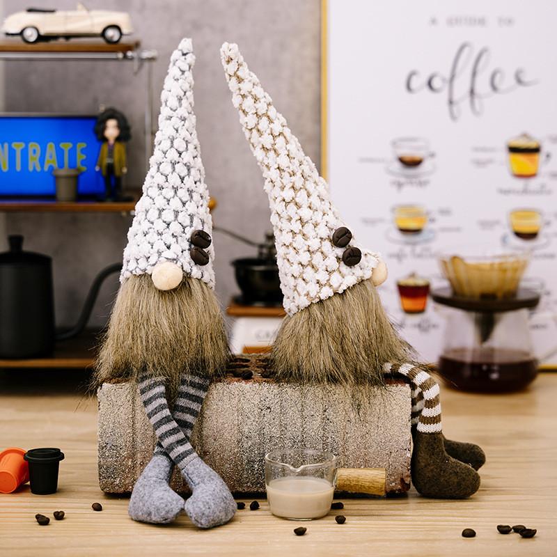 Leg Hanging Enchanting Coffee Gnome Character In Soft Polyester For Styling Home