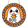 2D Flat, 1pc Round Aluminum Hanging Sign, Halloween Candy Corn Round Sign - Spooky "BOO" Decor for Home, Kitchen, Garage, Garden, Yard, And Office