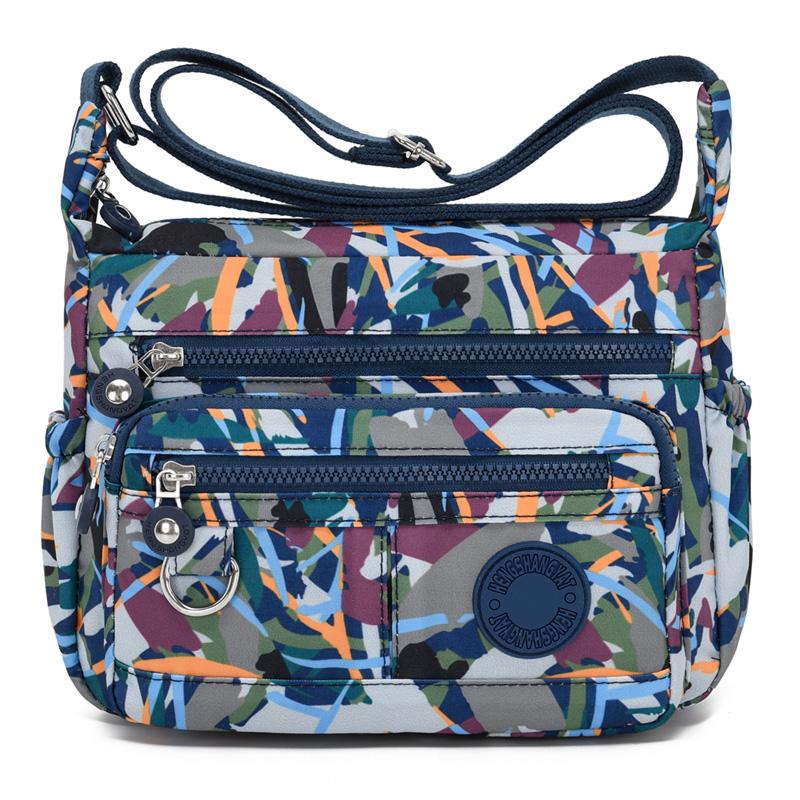Bolsa feminina transversal grande capacidade bolsa de ombro de nylon bolsa de mãe estampada