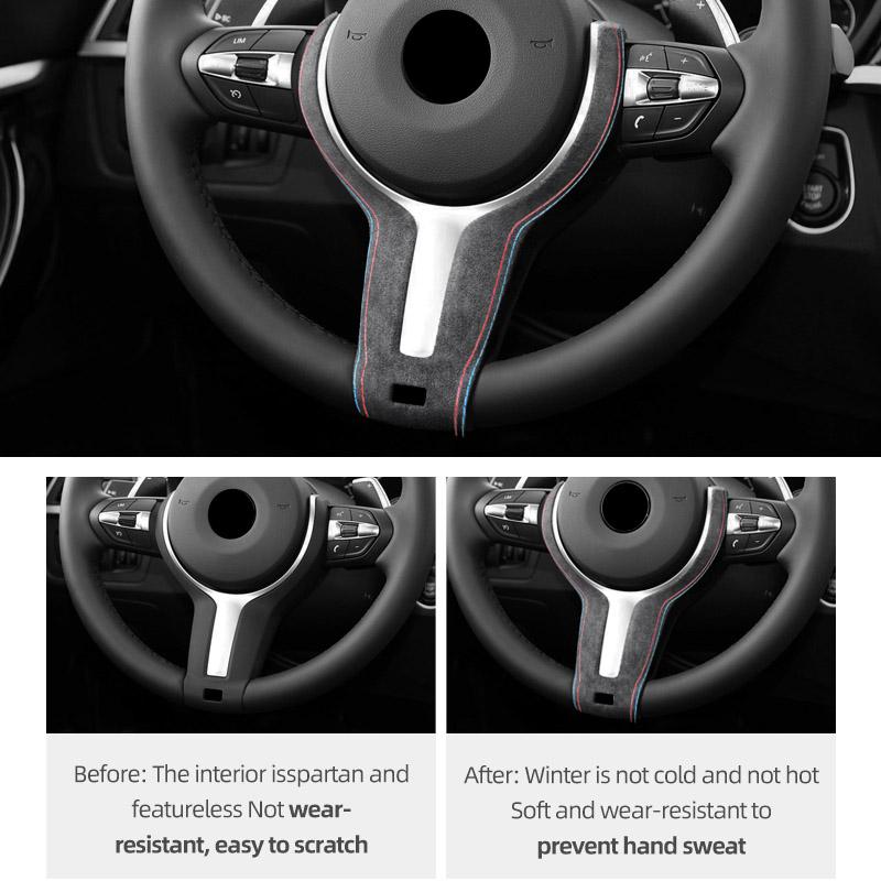 For BMW F20 F21 F30 F31 F32 F34 F48 Series 1 2 3 4 X1 Made of Alcantara Wrap Steering Wheel Trim Strip Car Interior Accessories