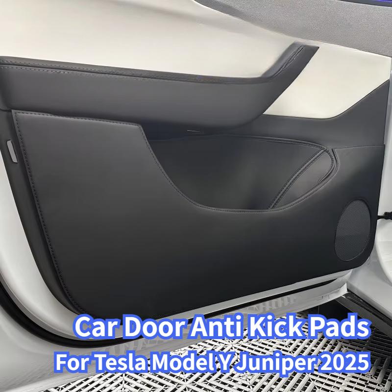 Car Door Anti-Kick Pad for Tesla Model Y Juniper 2025 Leather Sticker Trim Side Door Sill Protector Cover Interior Decoration