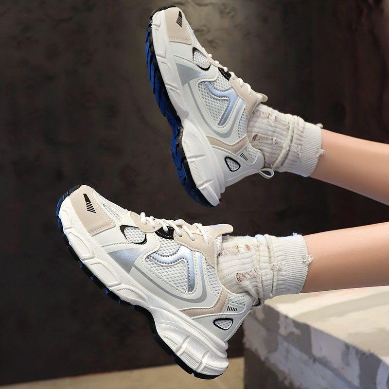 Thick-soled casual sneakers for women's autumn breathable spring and autumn new explosive dad shoes for women versatile running shoes 2025