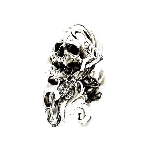 Ukiyo-E Painted Skull Prajna Tattoo Sticker Wake-Up Meaning Flower Arm Half Arm Water Transfer Waterproof Tattoo Sticker