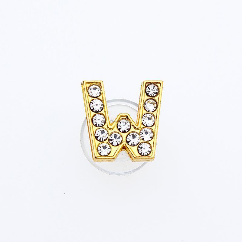 1Pcs Gold Letters Metal Shoe Charms Crystal Diamond Alloy Charms Shoes Accessories Buckle High Quality Shoes Decoration