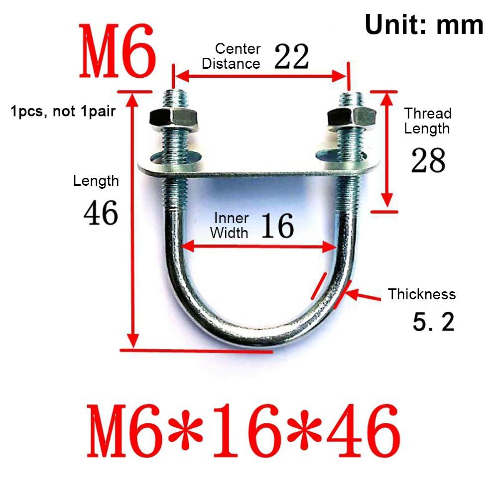 1Pcs New Galvanized Q235 Carbon Steel M8 Round Tube Clamp With Baffle Screws Round Bolt Pipe U-clamp for Round Tube