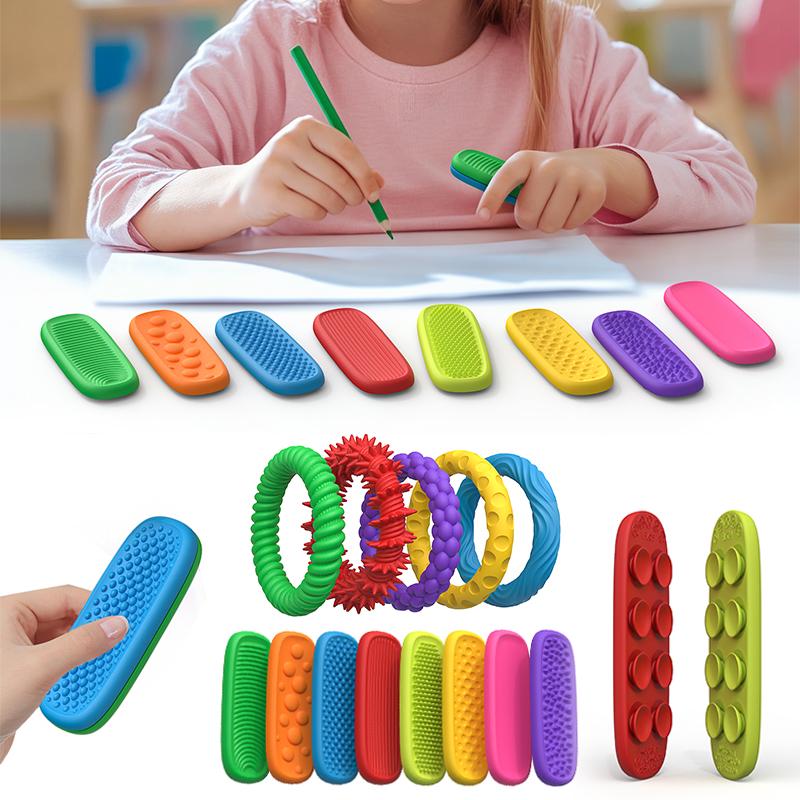 Silicone Sensory Strip Fidget Toys Kids Autism Decompression Calming Fidgeting Toy Adults Stress Desk Anxiety Relief Sensory Toy