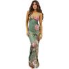 Summer New Women's Dress Holiday Style Elegant Slim-fit Printed Design Sling Dress Women