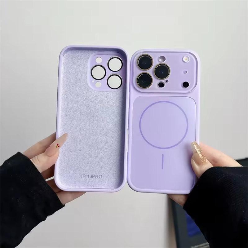 Large Window Liquid Silicone For Magsafe Magnetic Case For iPhone 17 16 15 14 13 Pro Max Camera Protection Shockproof Soft Cover