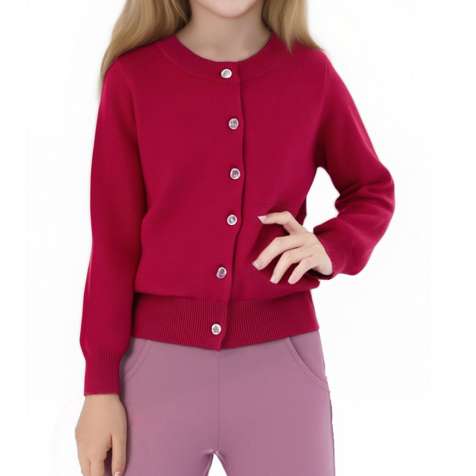 

Дитяча мода Повсякденний кардиган В язаний топ з довгим рукавом 110 винний