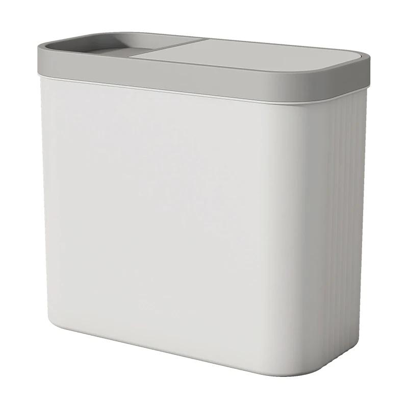 

ONEKA Мусорное ведро для ванной комнаты с крышкой 14 л / 3,7 галлона Узкое мусорное ведро Ведро для мусора для подгузников Корзина для мусора Всплывающая крышка Для спальни 14L белый