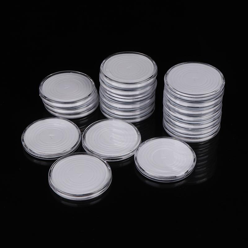 20Pcs 48Mm Commemorative Coin Storage Box With Inner Pad Protection Coinning Suitable Transparent Portable Round Storage Boxes