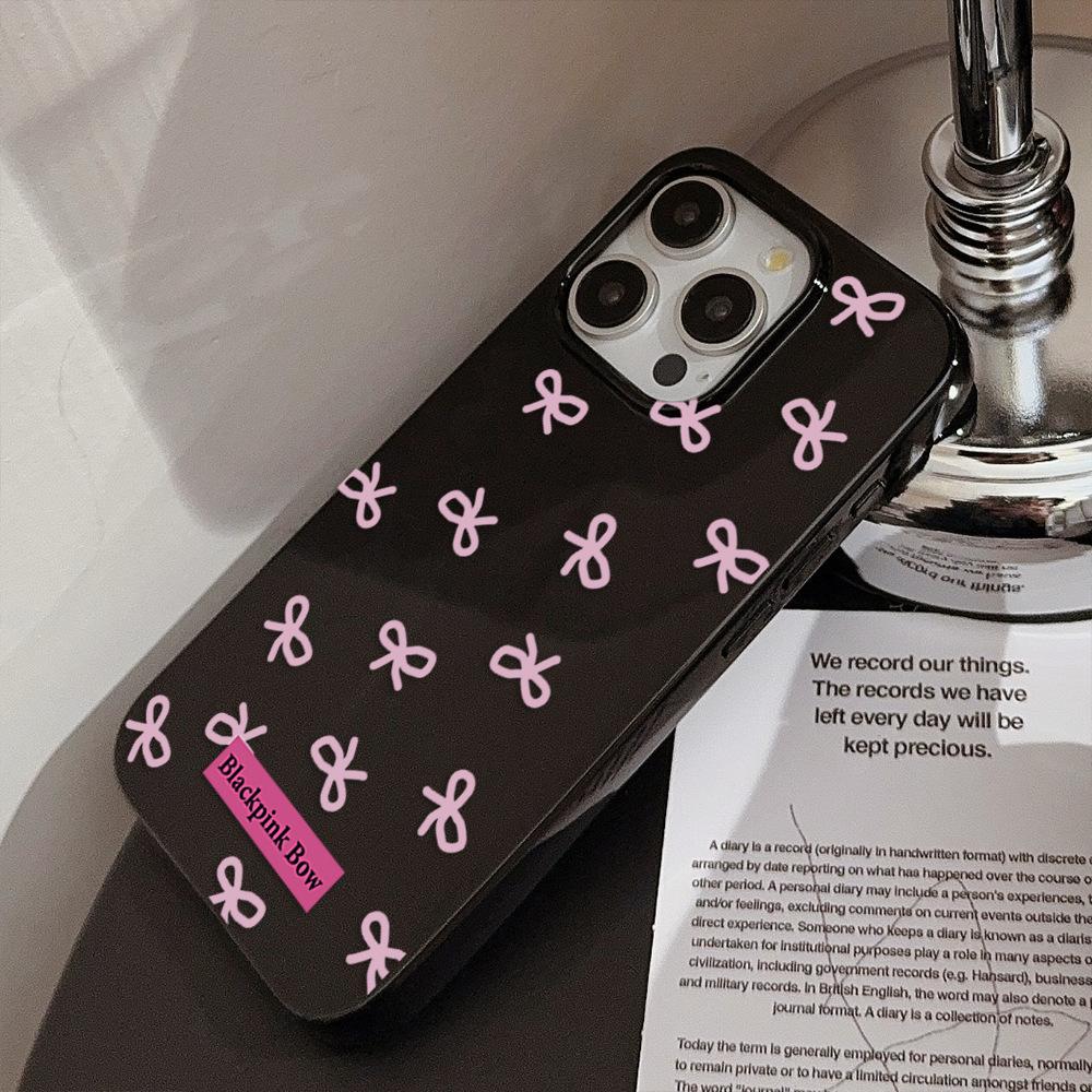 Umělecký růžový pouzdro s mašlí pro iPhone 17 iPhone 17 Pro Max