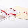 Sexy Ladies Cat Eye Myopia Glasses Clear Lens Anti Blue Light Red Frame Glasses Retro Diamond Rhinestone Eyeglasses Minus -1.75