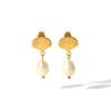 Gold Color Shell Stainless Steel Freshwater Pearl Pendant Earrings For Women 2025 Summer Pierce Ear Accessory