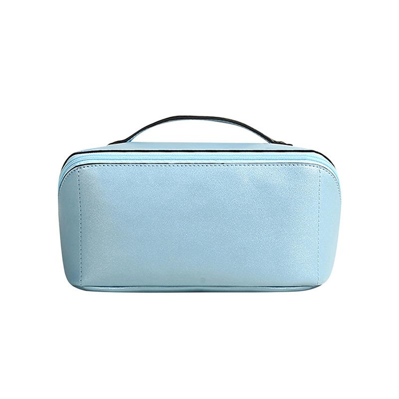 Stor Reisekosmetikkveske i PU-lær for kvinner Kosmetikkorganisator Sminkeveske med høy kapasitet Oppbevaringspose for kvinnelig sminke Sminkeboks