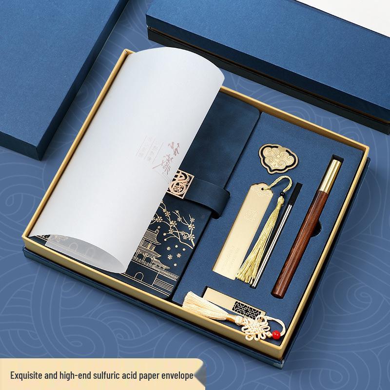 Chinese Style Leather Business Notebook with Color Pages - Custom National Tide Diary
