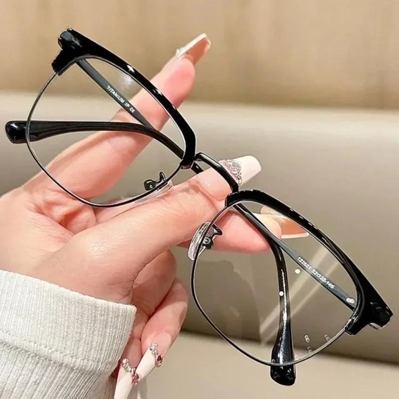 Korean Square Metal Frame Glasses for Women Men  Anti-Blue Light Eyewear Unisex Outdoor Street Eyeglasses