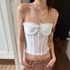 Cross-border French Lace Sweetheart Bandeau: Backless, See-through, Body Shaping Lace-up Top