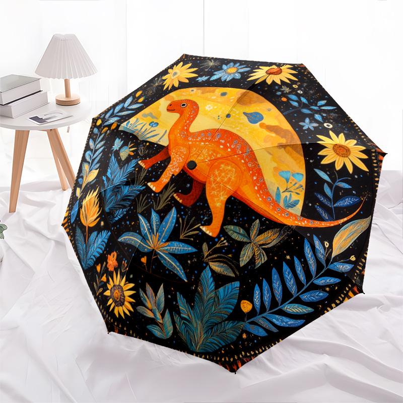Retro Art  pattern, automatic folding umbrella, portable and foldable design, 8 ribs, a Christmas or birthday gift.