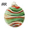 Weatherproof Decorative Sphere for Patio Hand-Blown Glass Round Disc Ornament, Christmas Tree Hanging Decoration with Colorful Spiral