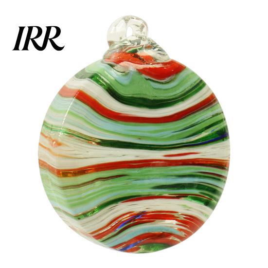 Weatherproof Decorative Sphere for Patio Hand-Blown Glass Round Disc Ornament, Christmas Tree Hanging Decoration with Colorful Spiral