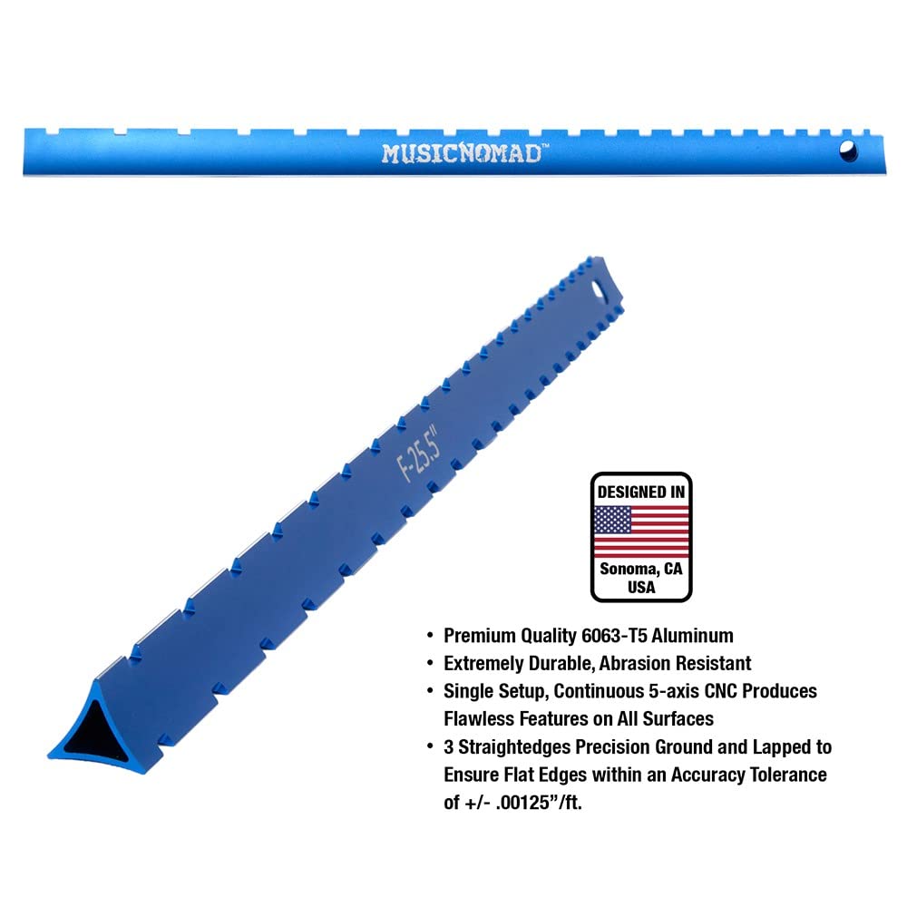 MUSIC NOMAD MN821 Dual Notched and Precision Straightedge for Easily Measuring Fret and Neck Condition Tri-Beam