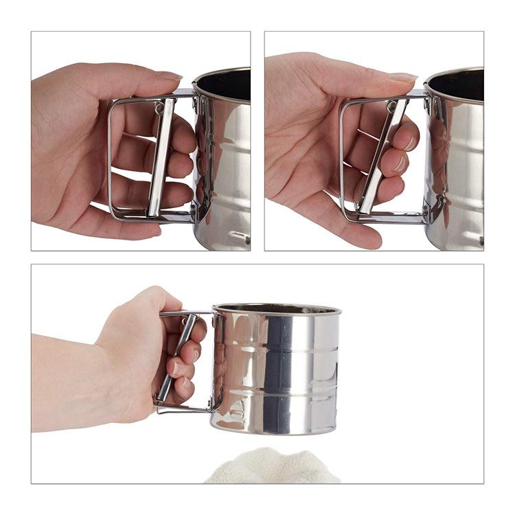Compact Semi-Automatic Stainless Steel Flour Sifter Cup