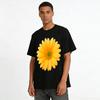 Summer Fresh Yellow Daisy Print Casual T-Shirt Women's Loose Versatile Crew Neck Short Sleeve Top Pure Cotton T-shirt