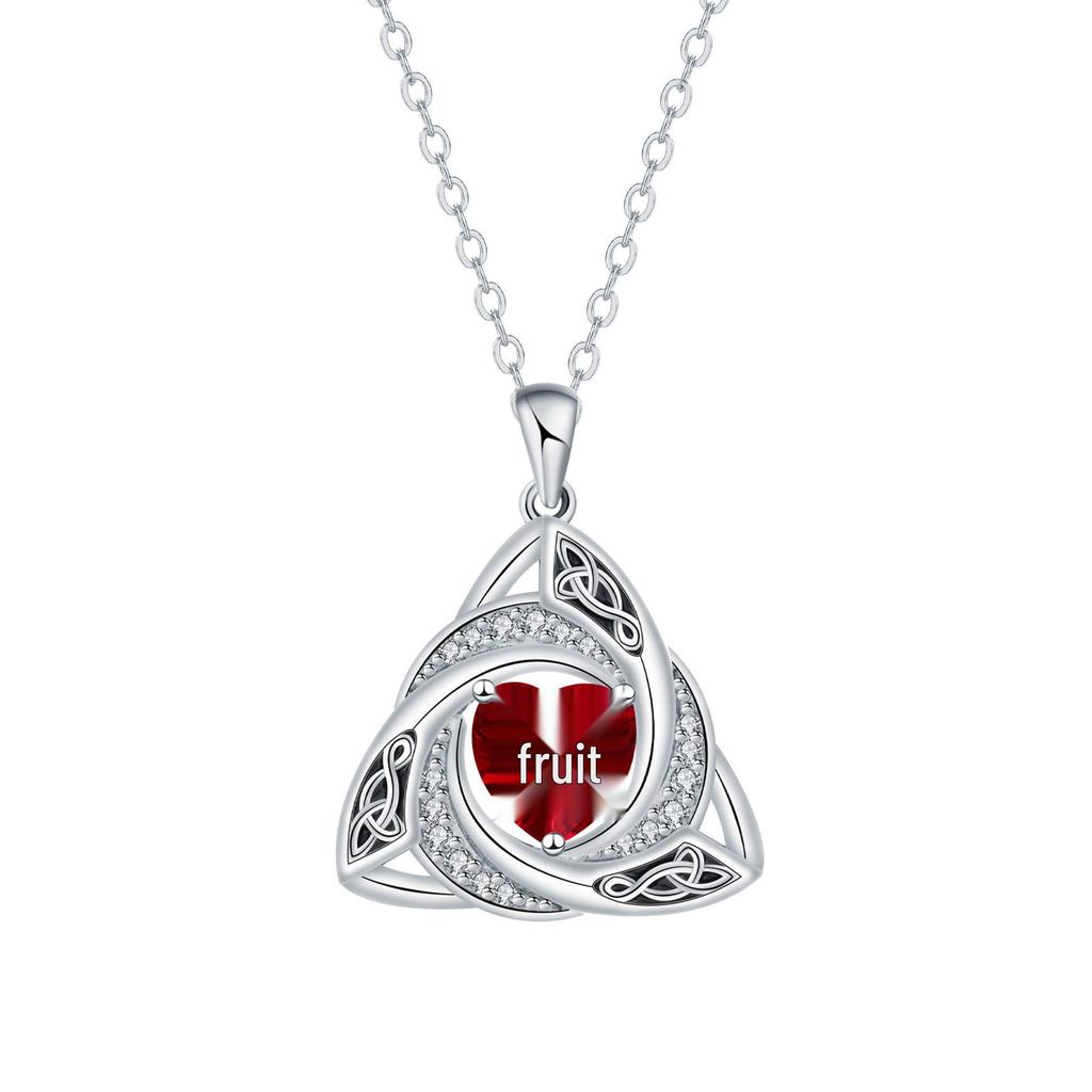 Geometric Witch Knot Zodiac Necklace - Celtic Pendant with Twelve Stones Holiday Gift
