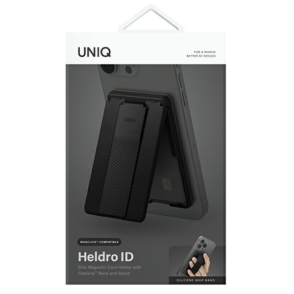 Uniq Heldro Id Magnetyczny Portfel Zpodpórką I Opaską Czarny/Midnight Black