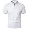 Camiseta casual de manga corta con cuello mao de color liso para hombre