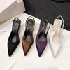 New Style Popular Women Sandals Pointed Toe Elegant Low-heel Shoes Summer Slingback Woman Mules Shoes Pumps Dress Shoes